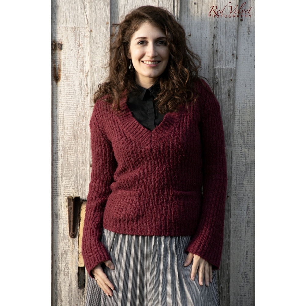 Burgundy Sweater with Pockets